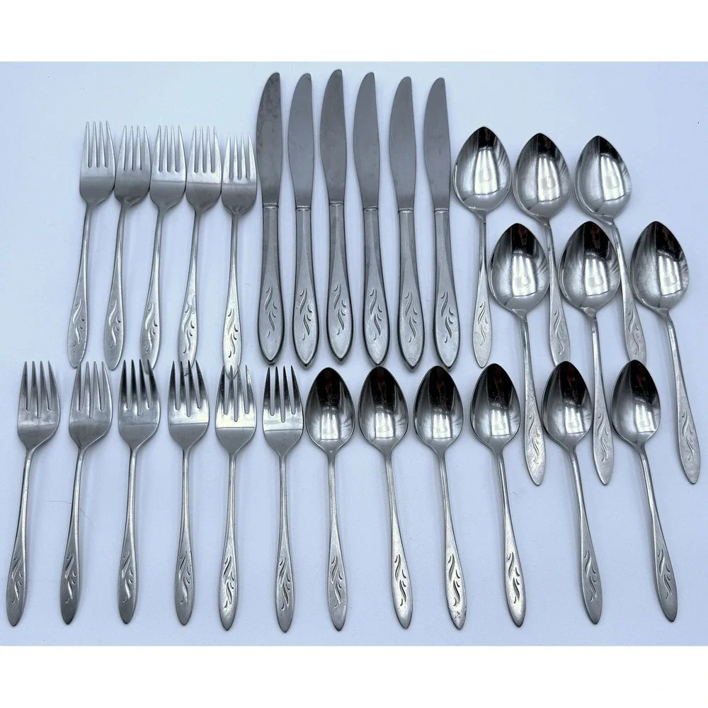 Oneidacraft SS Ember Glow Svc for 6 Flatware 5pc Place Settings -1 pc Vtg 29pcs